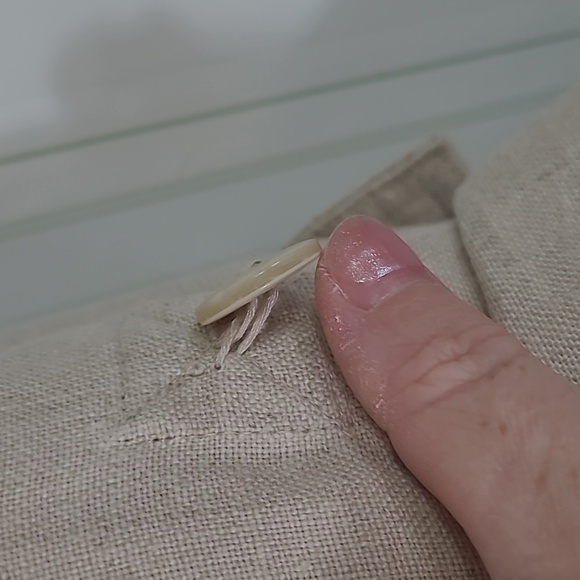 CHARTER Club 100% Linen Button Down Roll Tab Sleeve Shirt Jacket - Cream Size L - Picture 8 of 9